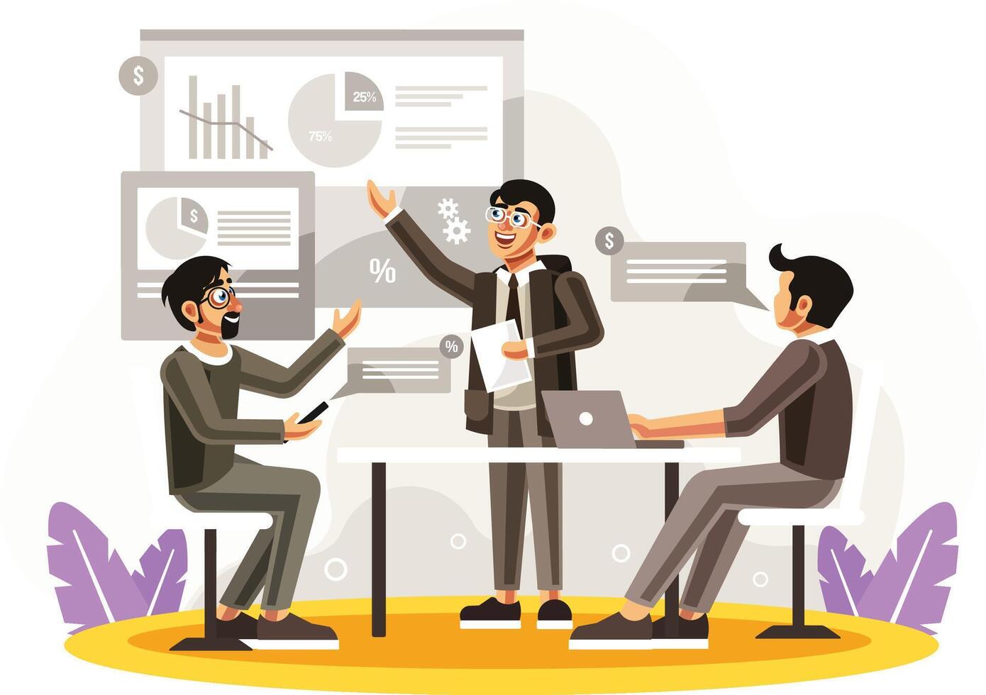 Teamwork of startup on meeting room vector
