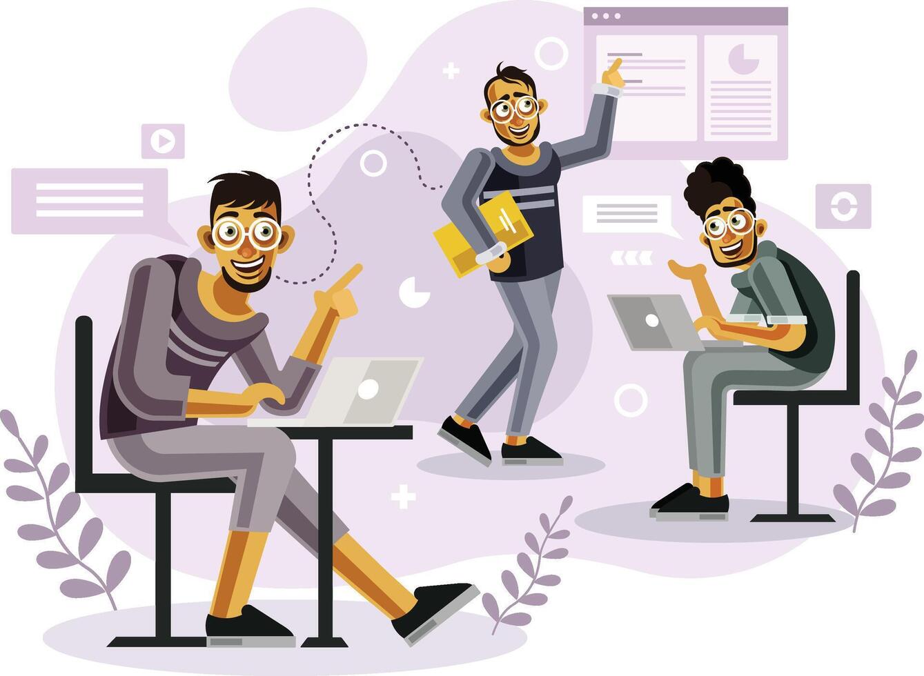 Teamwork at creative office vector