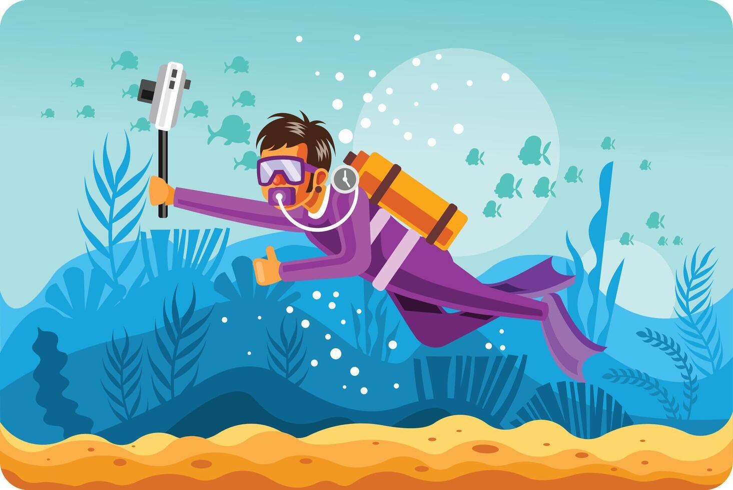 Underwater Photographer Take Photo on The Water vector