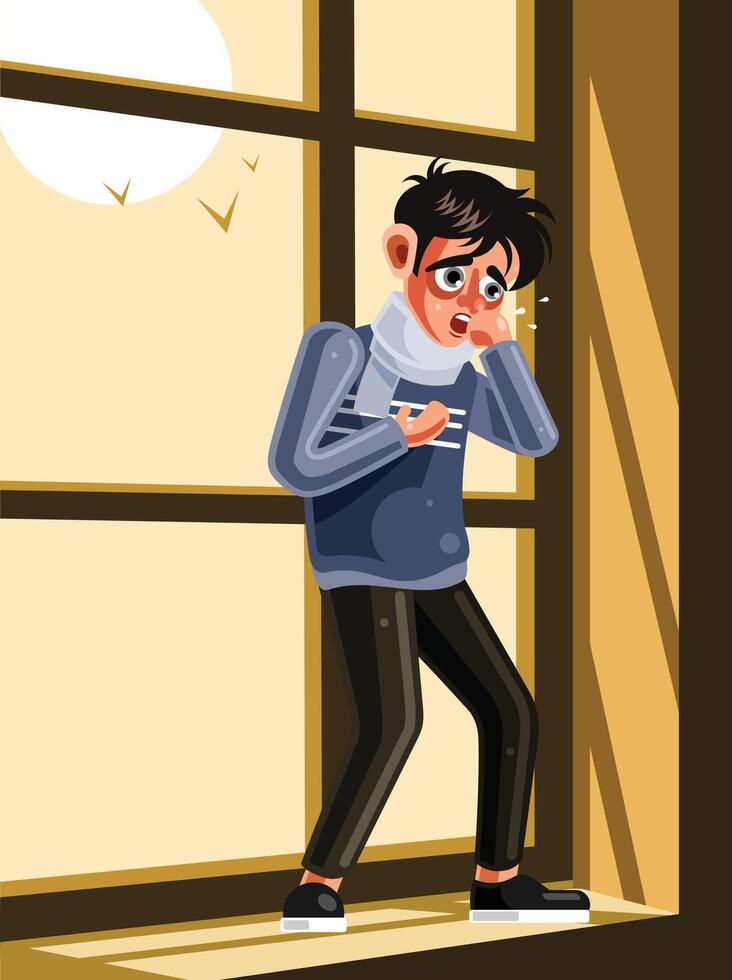 The Sick man is Coughing Graphics Illustration vector