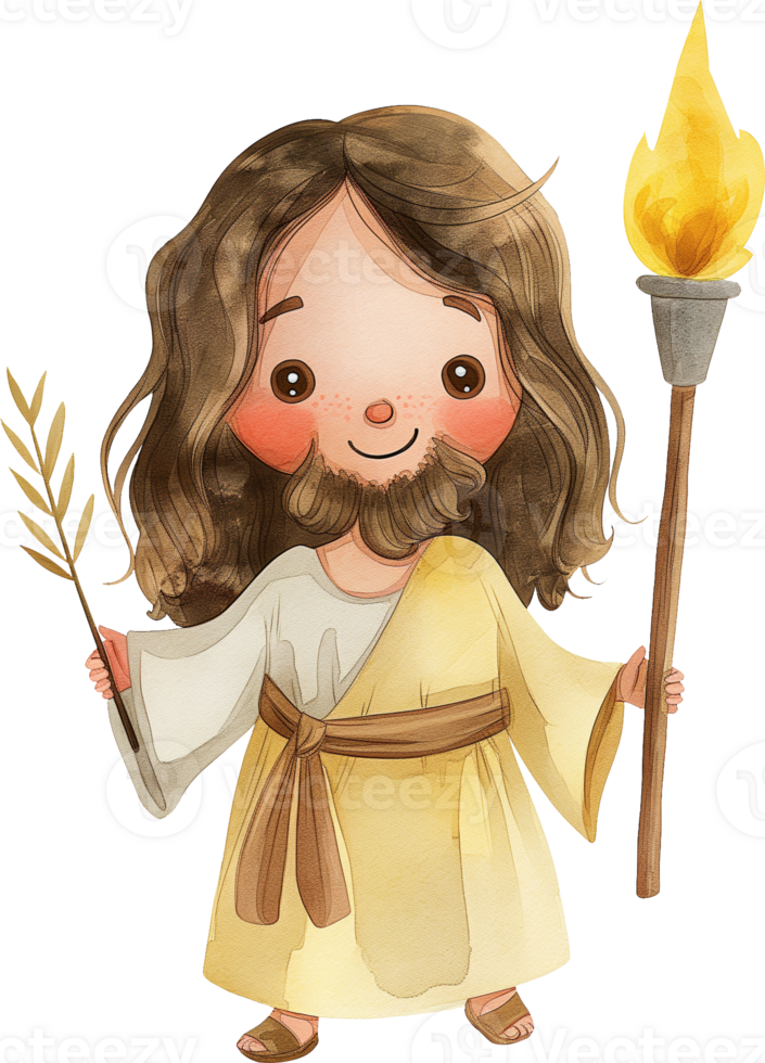 Cute Jesus Holding a Torch png