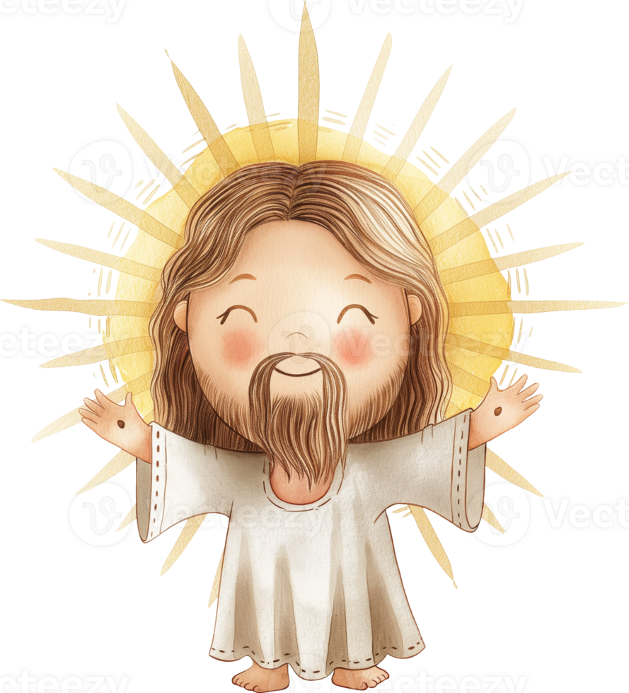 Cute Jesus with a Sunburst png