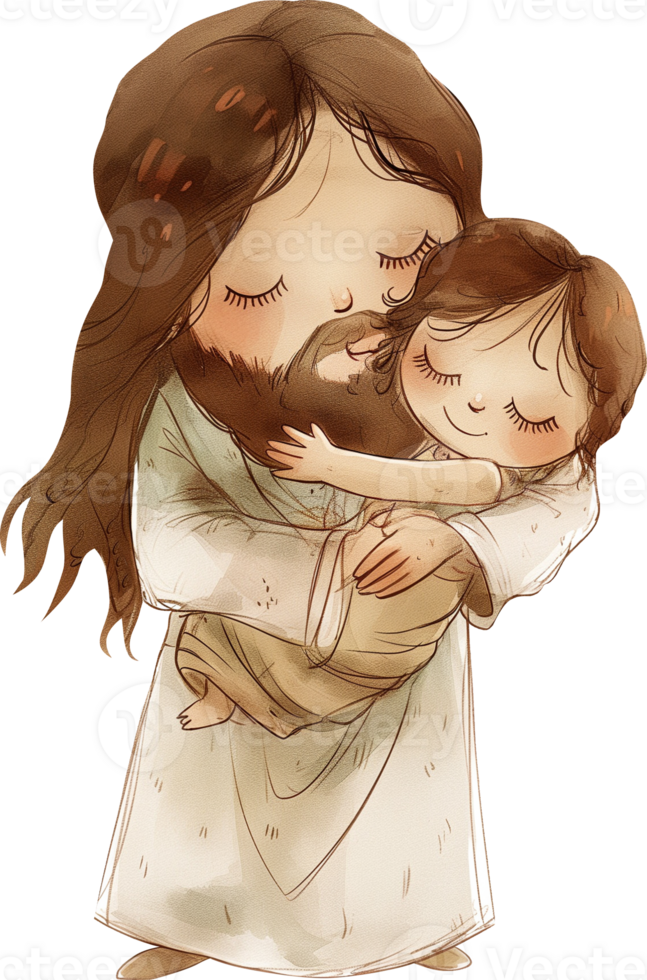 Cute Jesus Carrying a Child png