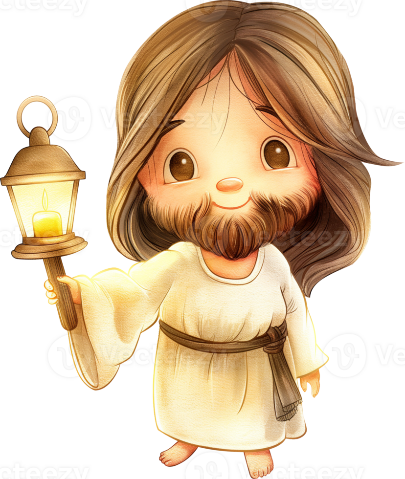 Cute Jesus with a Lampstand png