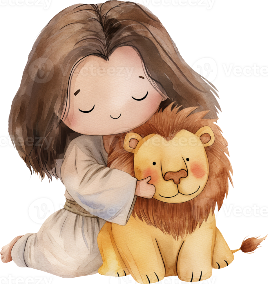 Cute Jesus with a Lion png