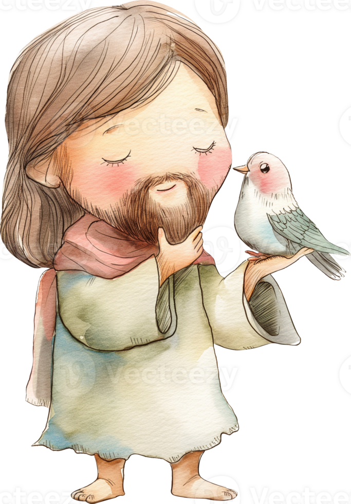Cute Jesus with a Sparrow png