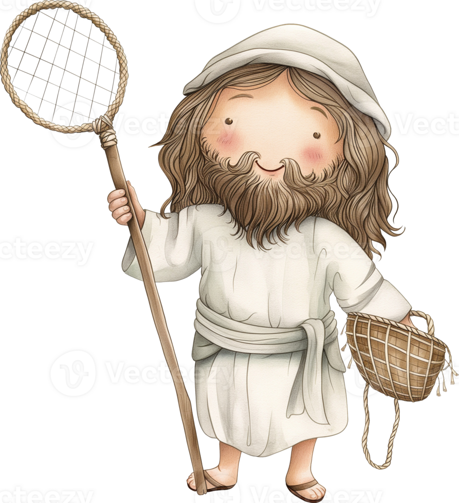 Cute Jesus with a Net png