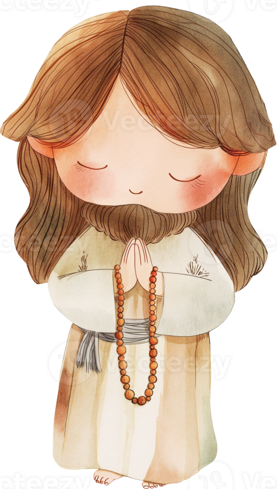 Cute Jesus Carrying a Rosary png