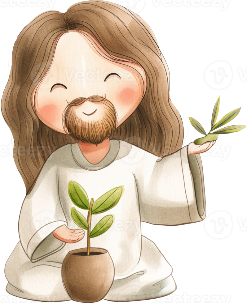 Cute Jesus with a Seed png