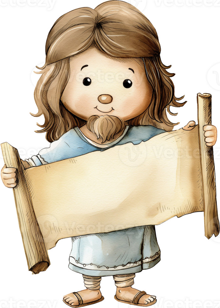 Cute Jesus with a Scroll png