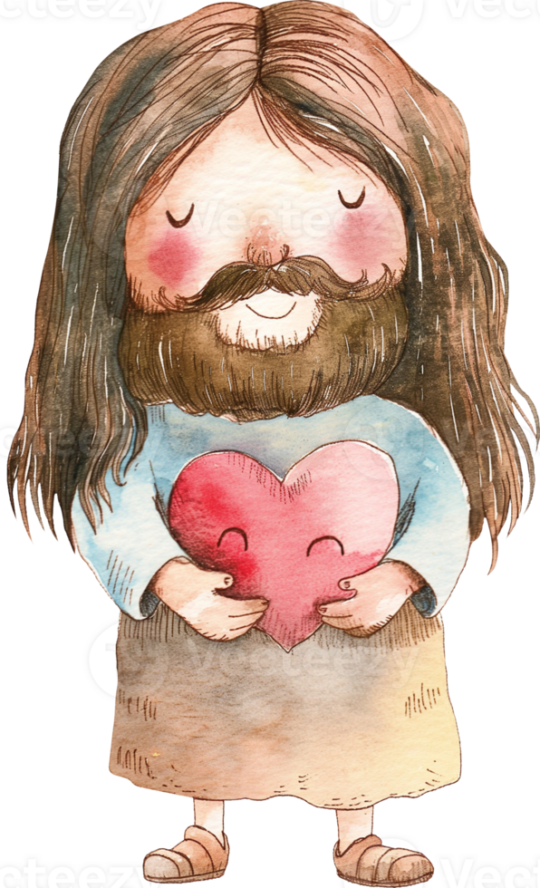 Cute Jesus Holding a Heart png