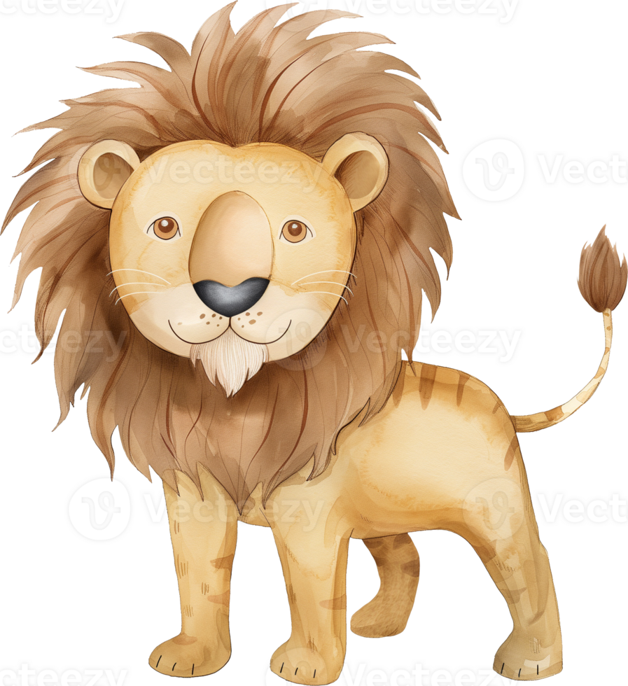 cute lion watercolor png