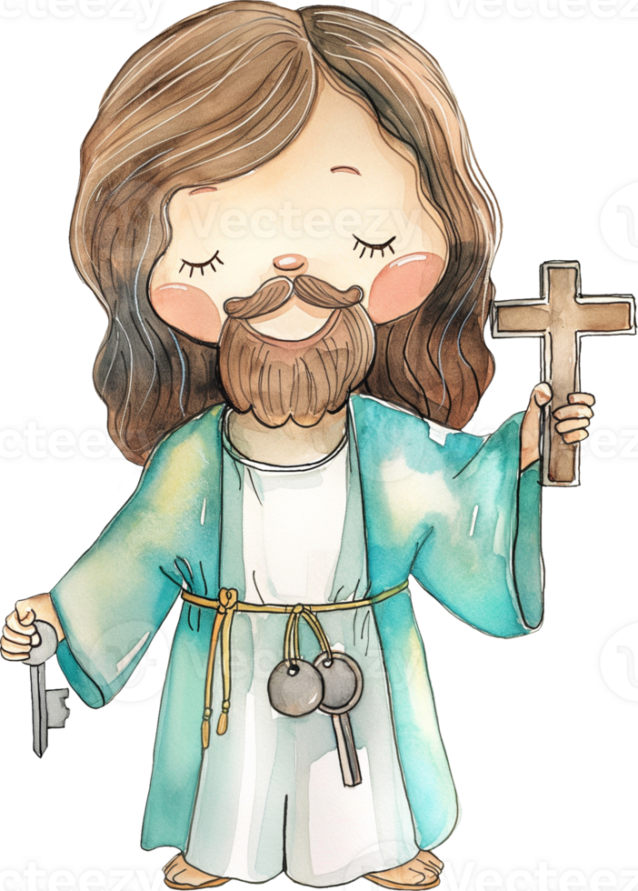 Cute Jesus Holding Keys png