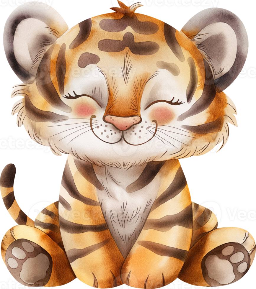 Cute tiger watercolor png