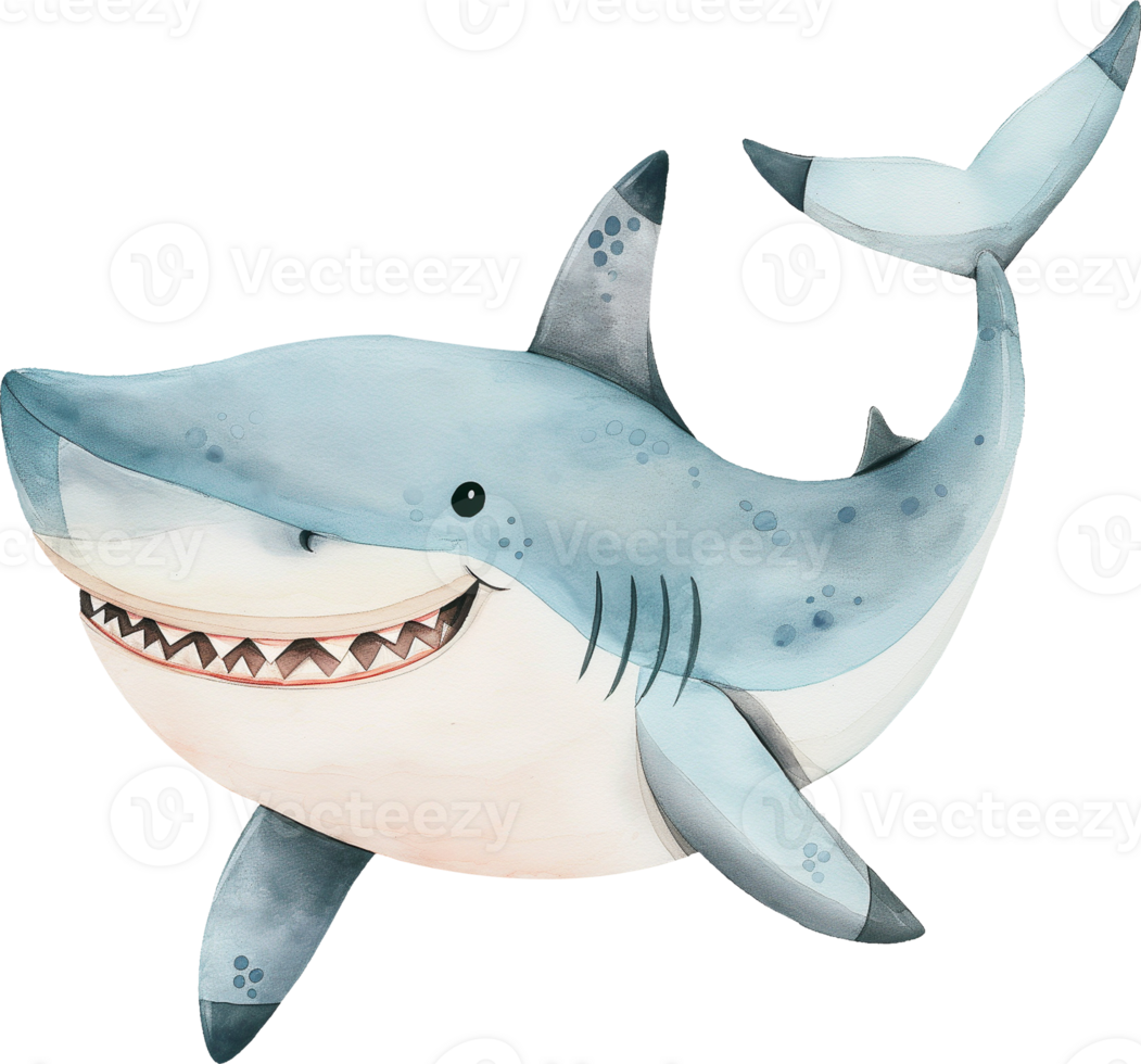 Cute shark watercolor png