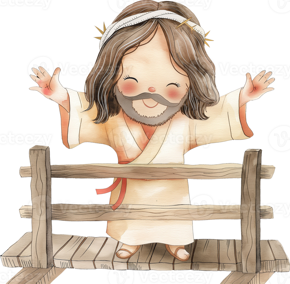 Cute Jesus with a Bridge png