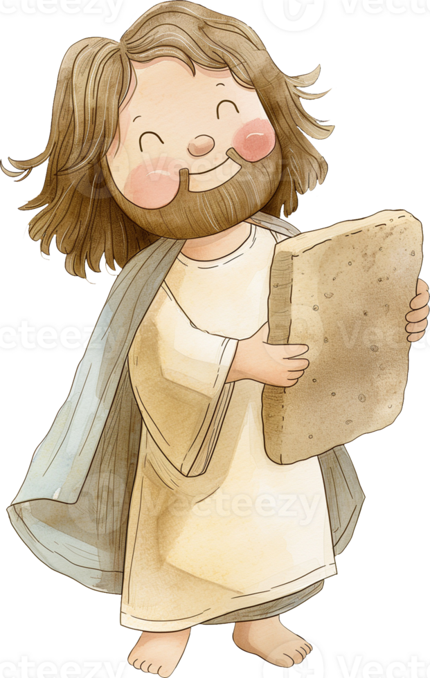 Cute Jesus Carrying a Stone Tablet png