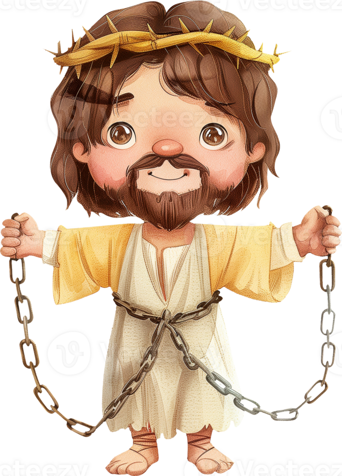 Cute Jesus with a Broken Chain png