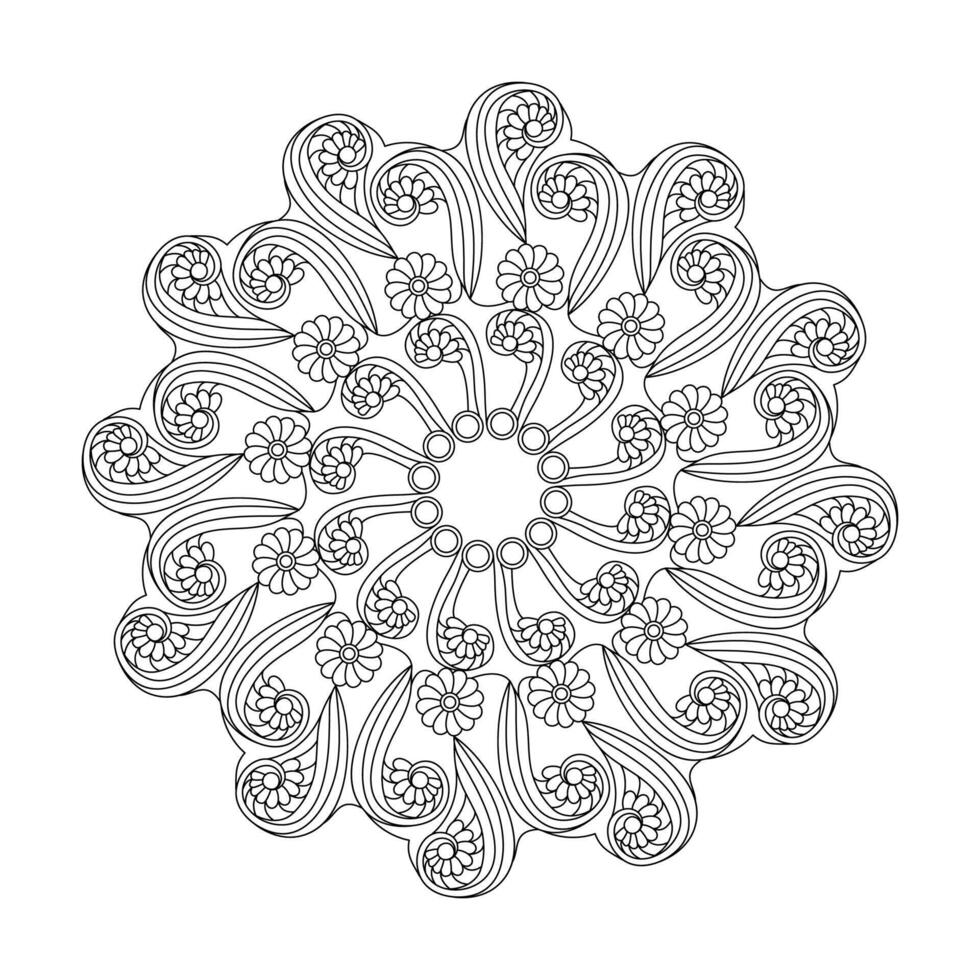 Geometros abstract simple mandala coloring book page vector