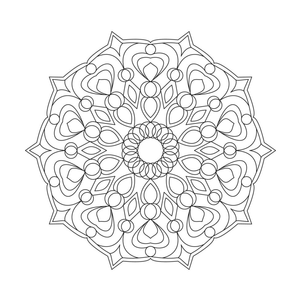 Isolated simple floral mandala coloring book page vector