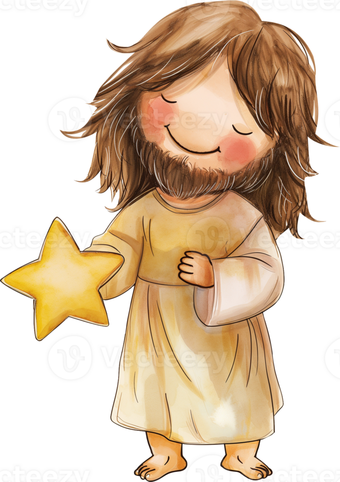 Cute Jesus Holding a Star png