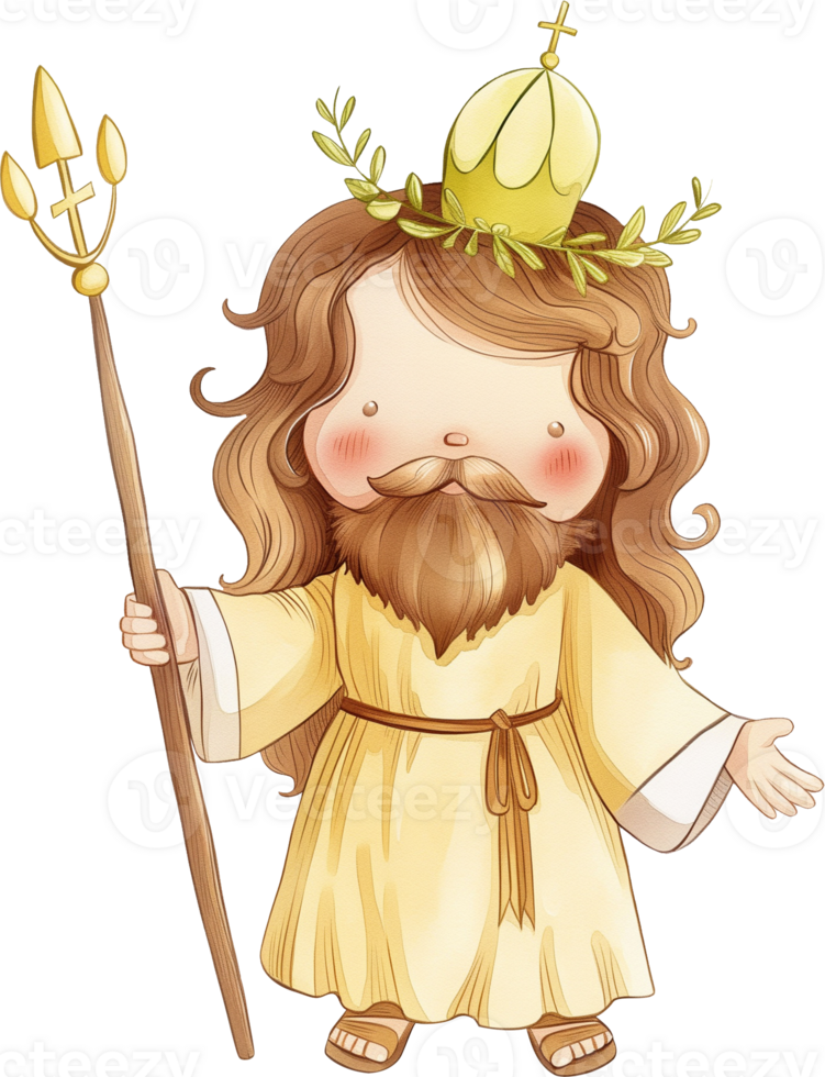 Cute Jesus Holding a Scepter png