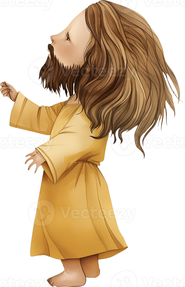 Cute Jesus Blowing Dandelions watercolor png