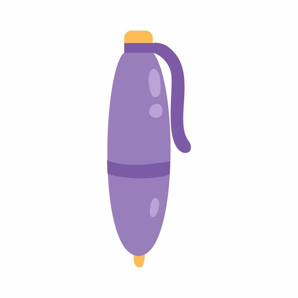 purple ballpoint pen. School office. decorative element of postcard. vector