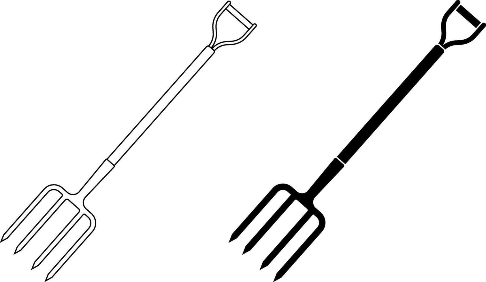 garden fork or digging fork icon set vector