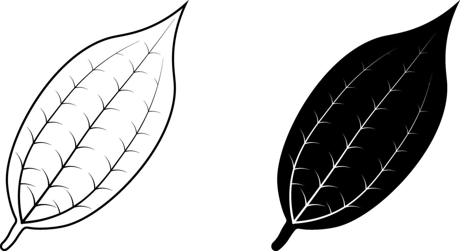 outline silhouette cinnamon leaf icon set vector