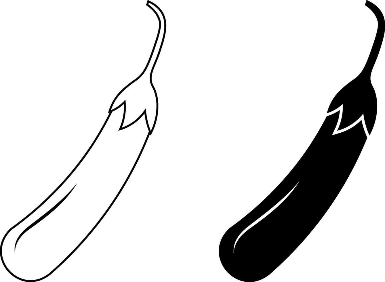 outline silhuette eggplant icon set vector