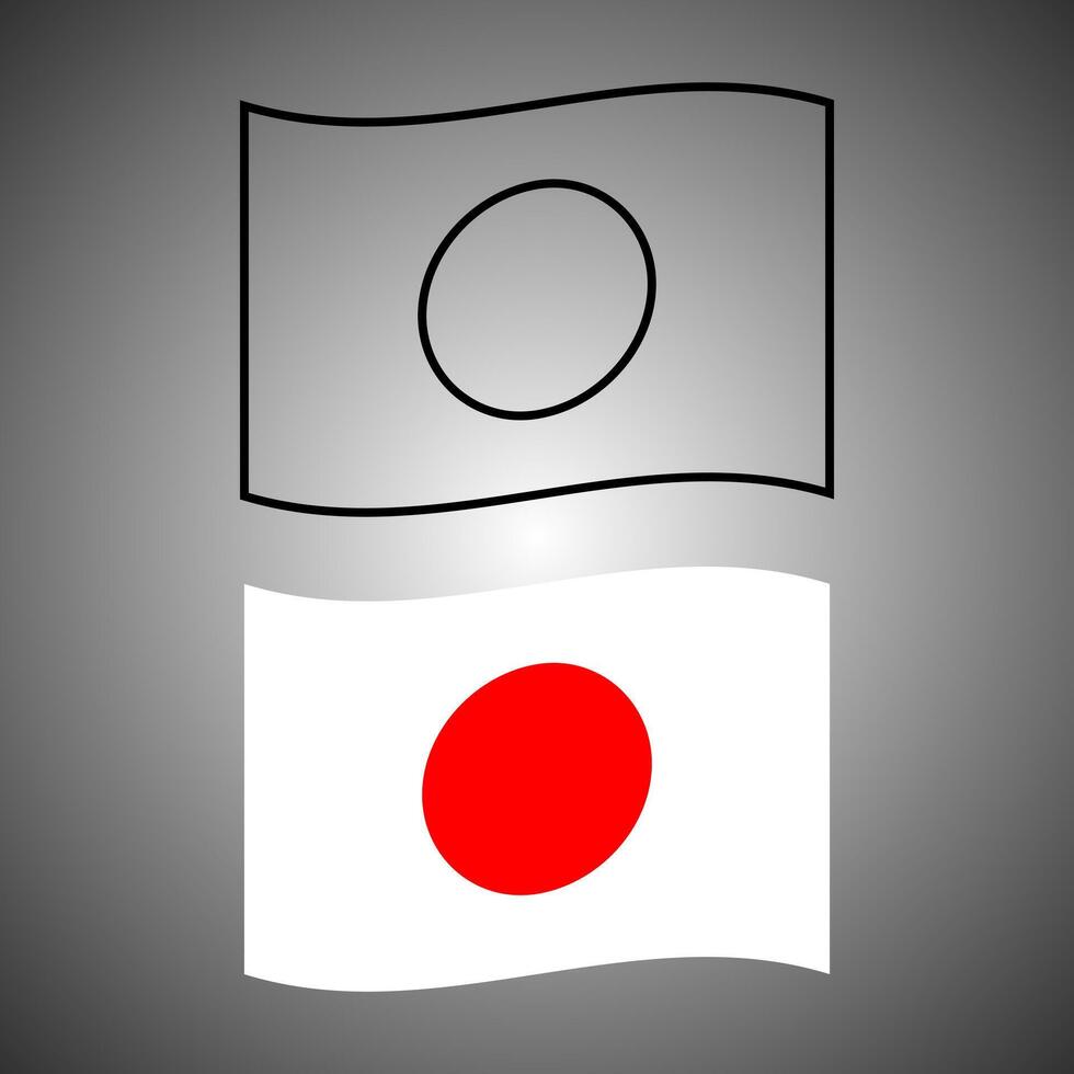 Flag of Japan icon set vector