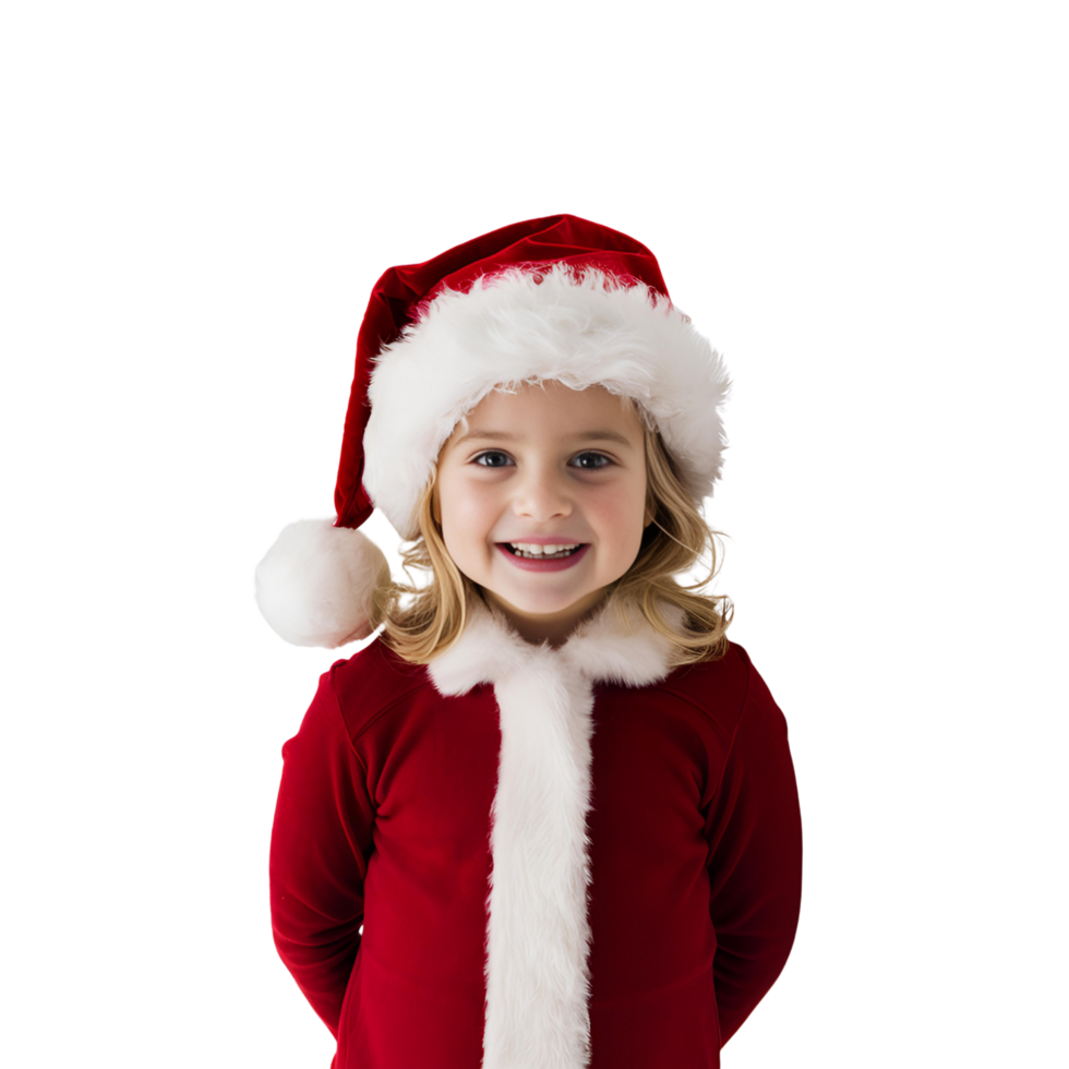 a cute girl wearing santa hat png