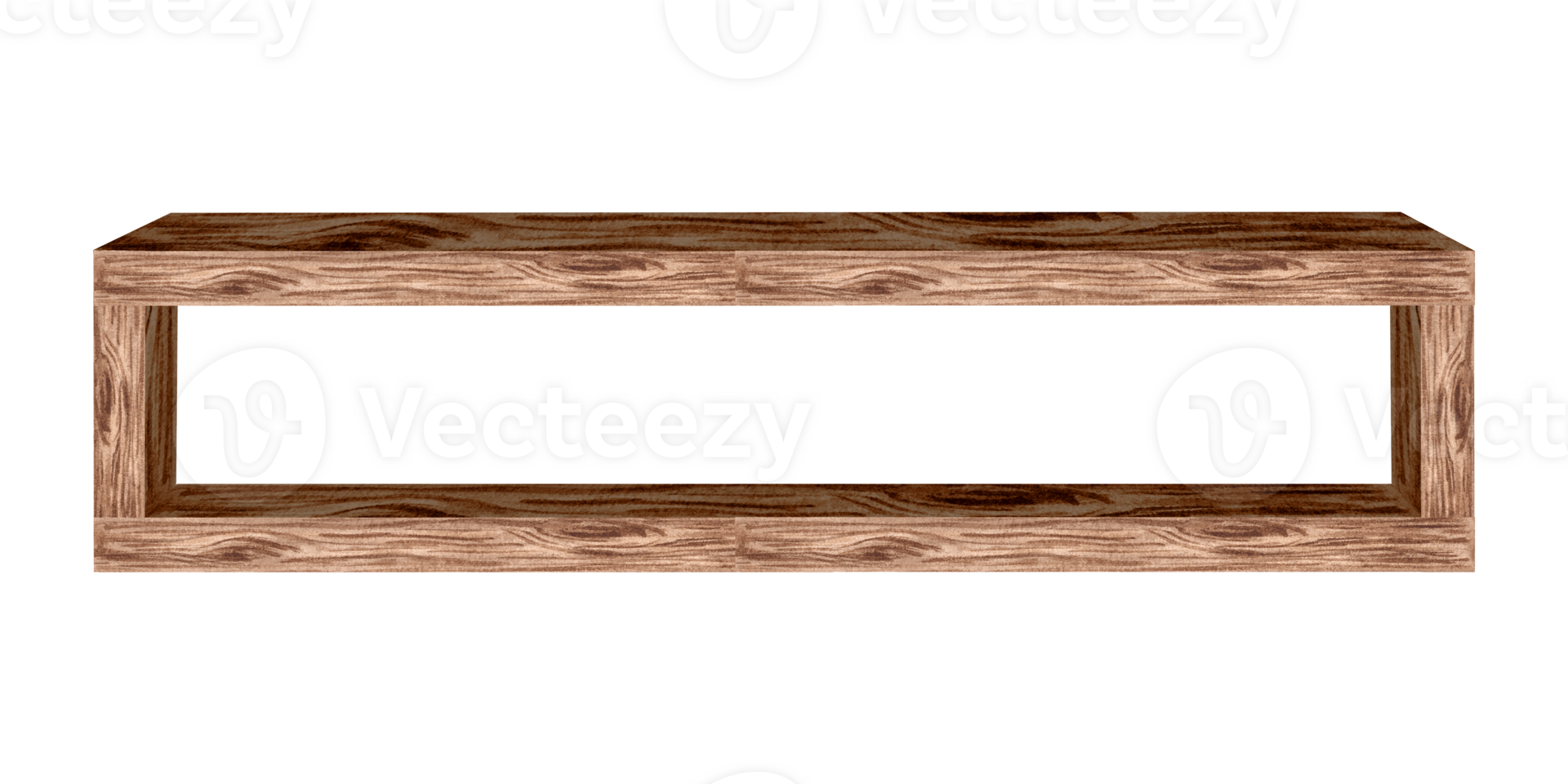 Horizontal frame of planks with wooden texture. Bookshelf, home interior item. Hand drawn watercolor illustration isolated. Knowledge for all. Template with copy space for card, website, bookstore. png