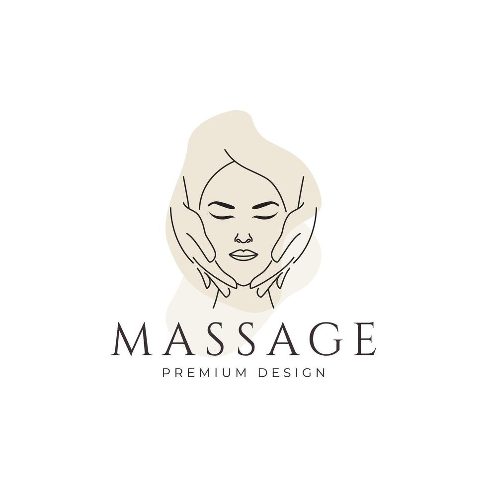 relaxing massage beauty wellness logo line art icon symbol minimalist design vector