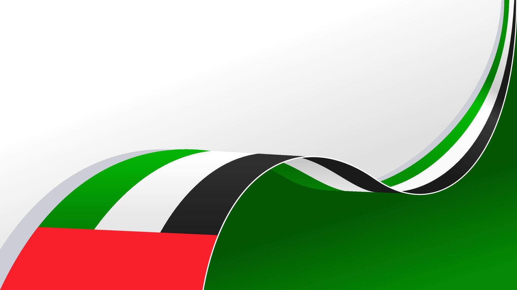 wavy Uni Emirat Arab flag ribbin background with copy space. UEA national day vector