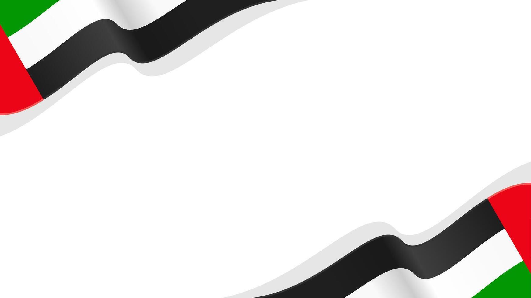 wavy Uni Emirat Arab flag frame with copy space for text. UEA national day vector