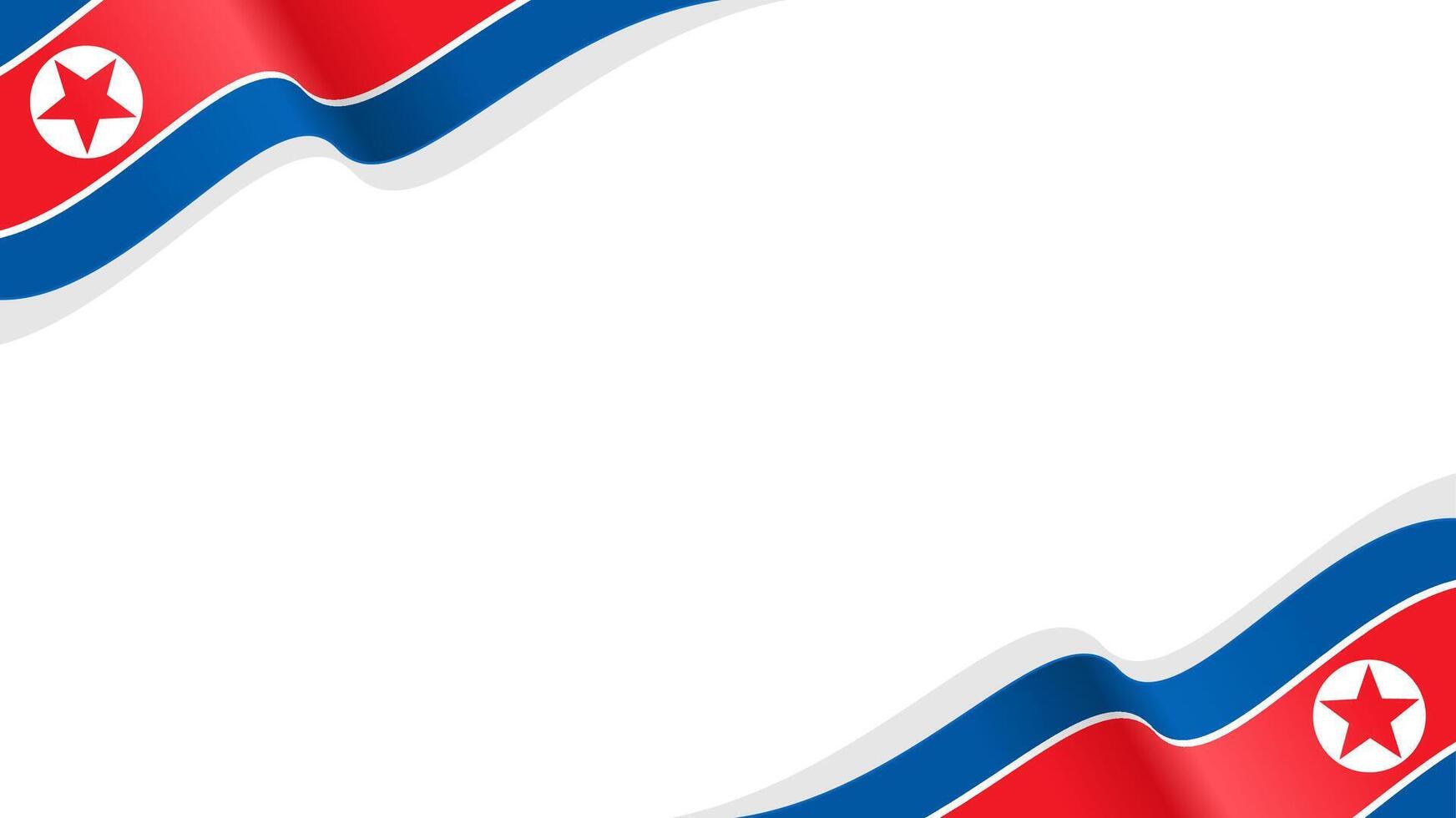 wavy north korea flag frame background with copy space for text vector