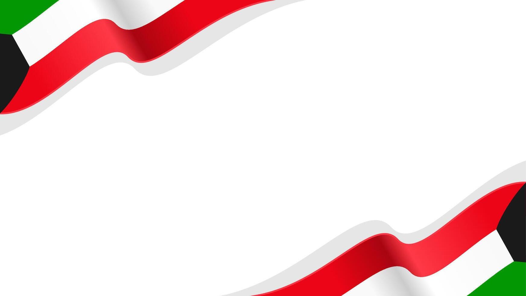 waving kuwait flag frame background with copy space for text. kuwait national day vector