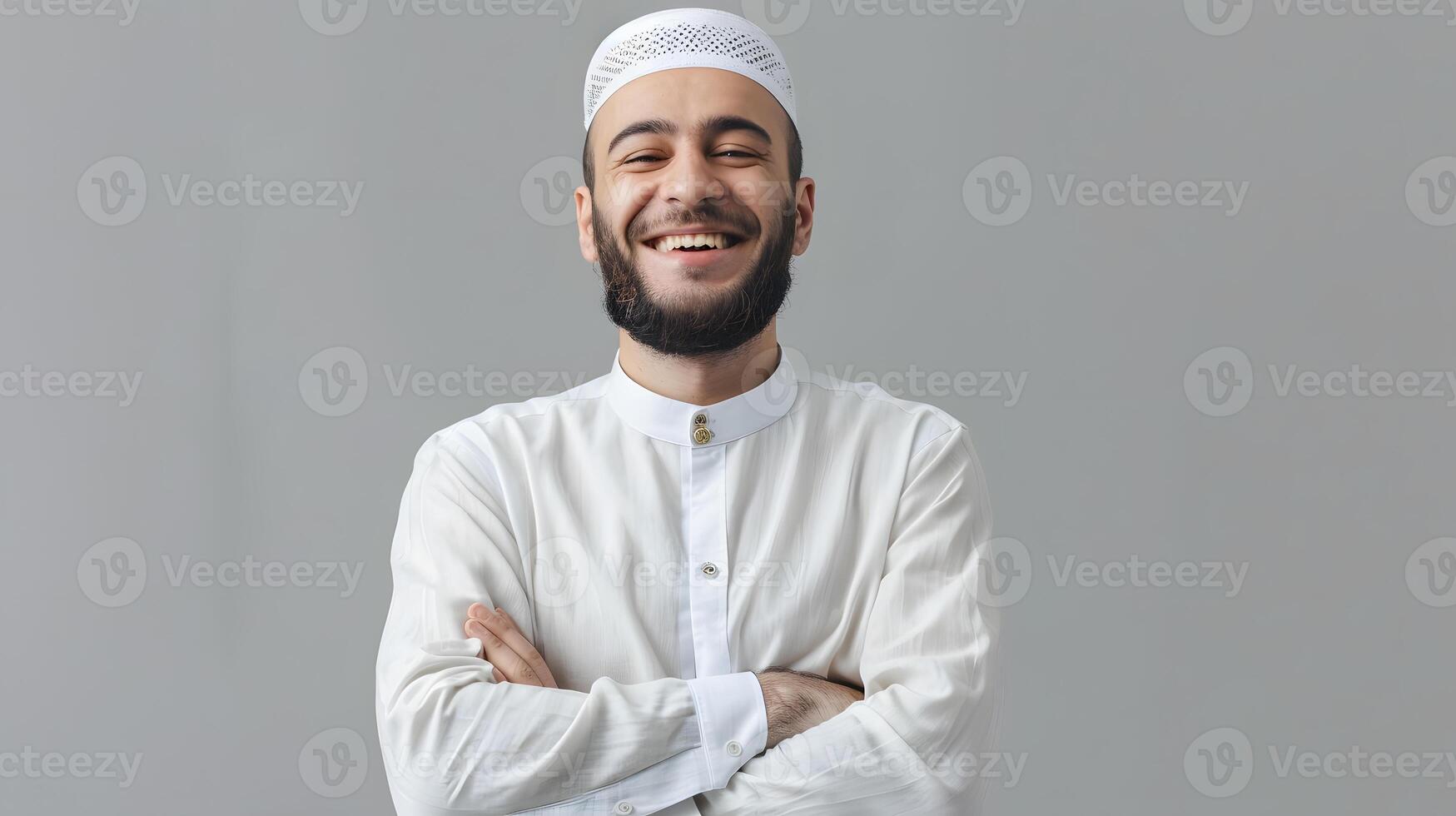 Bearded Muslim Man Posing with Crossed Arms and a Happy Smile photo