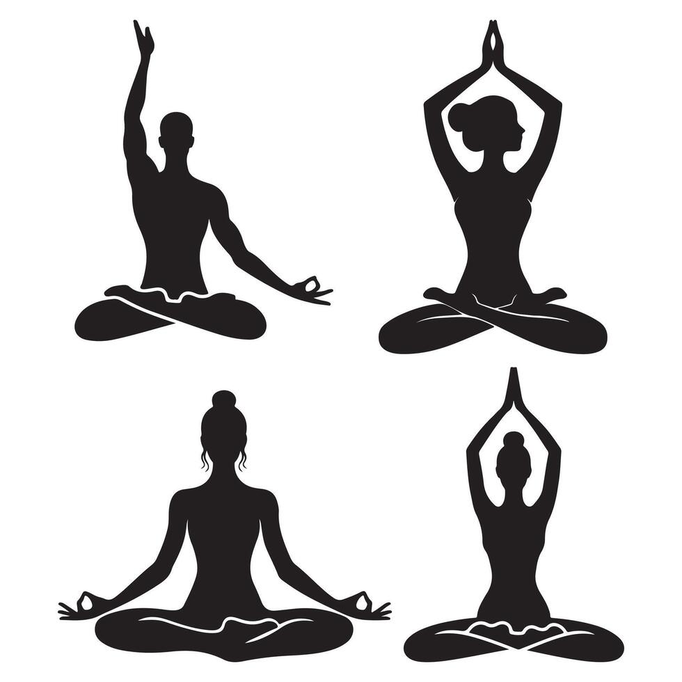 yoga silhouette illustration vector