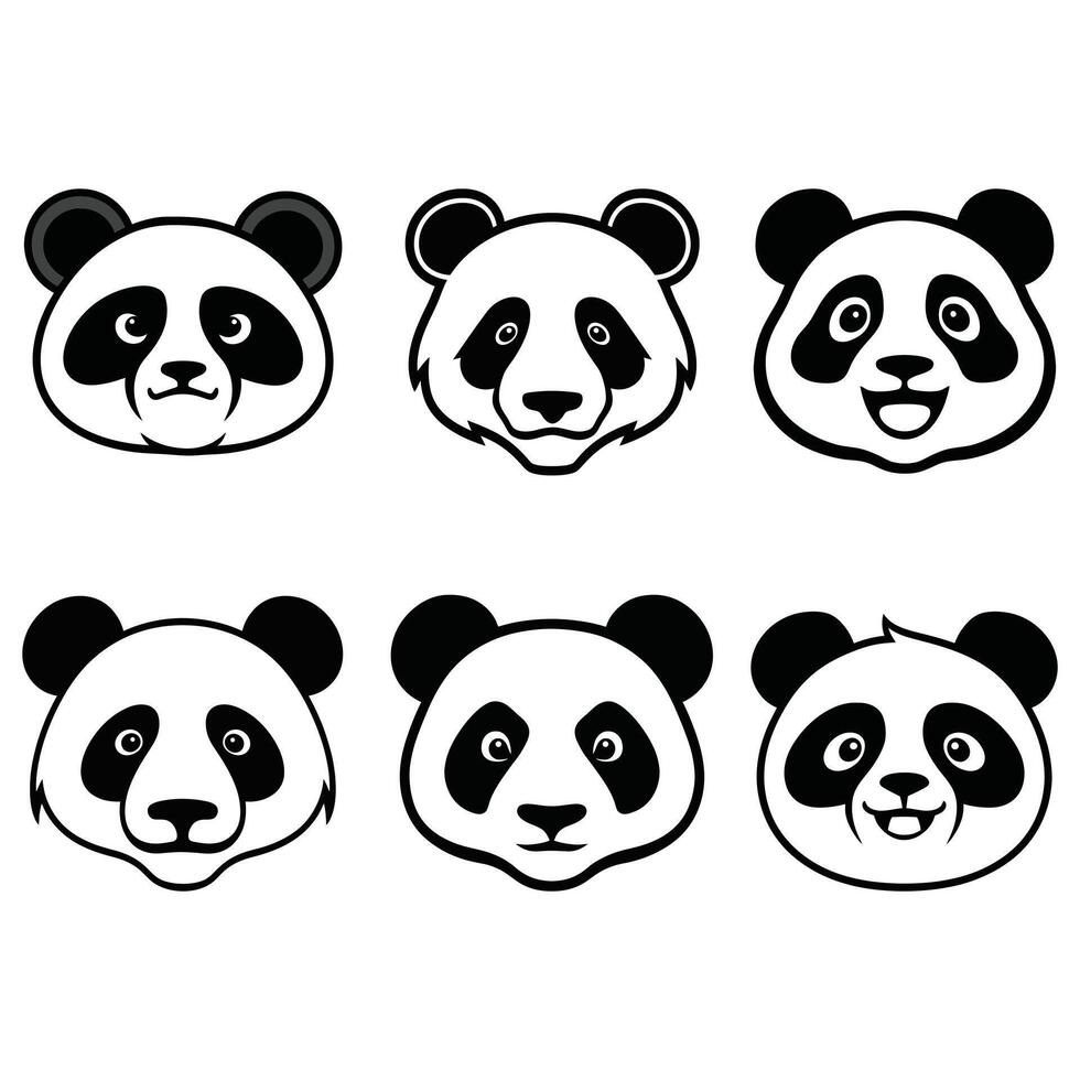panda head silhouette illustration vector