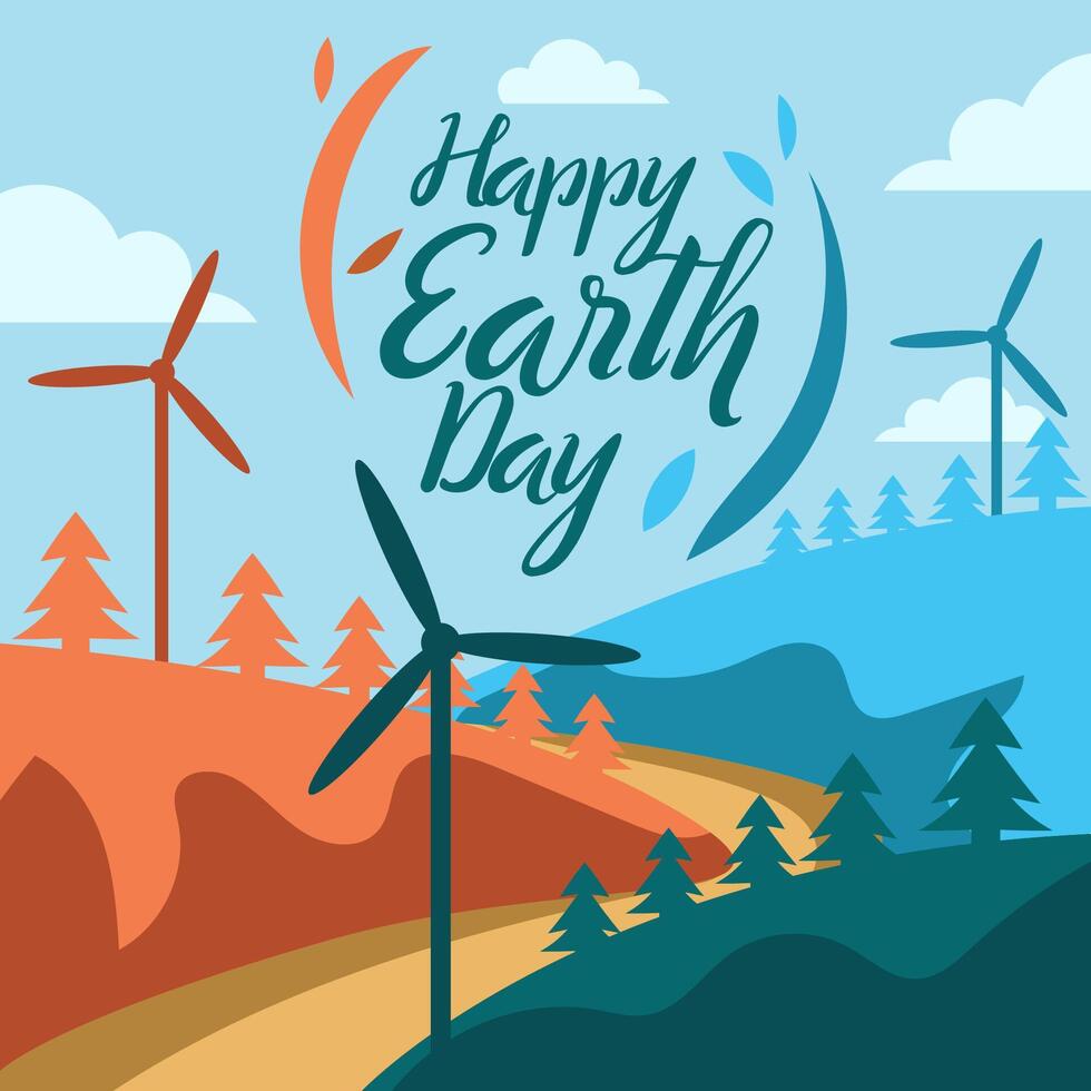 World Wind Day, Global wind day, Earth full of nature and wind wheel showing the world wind day. vector