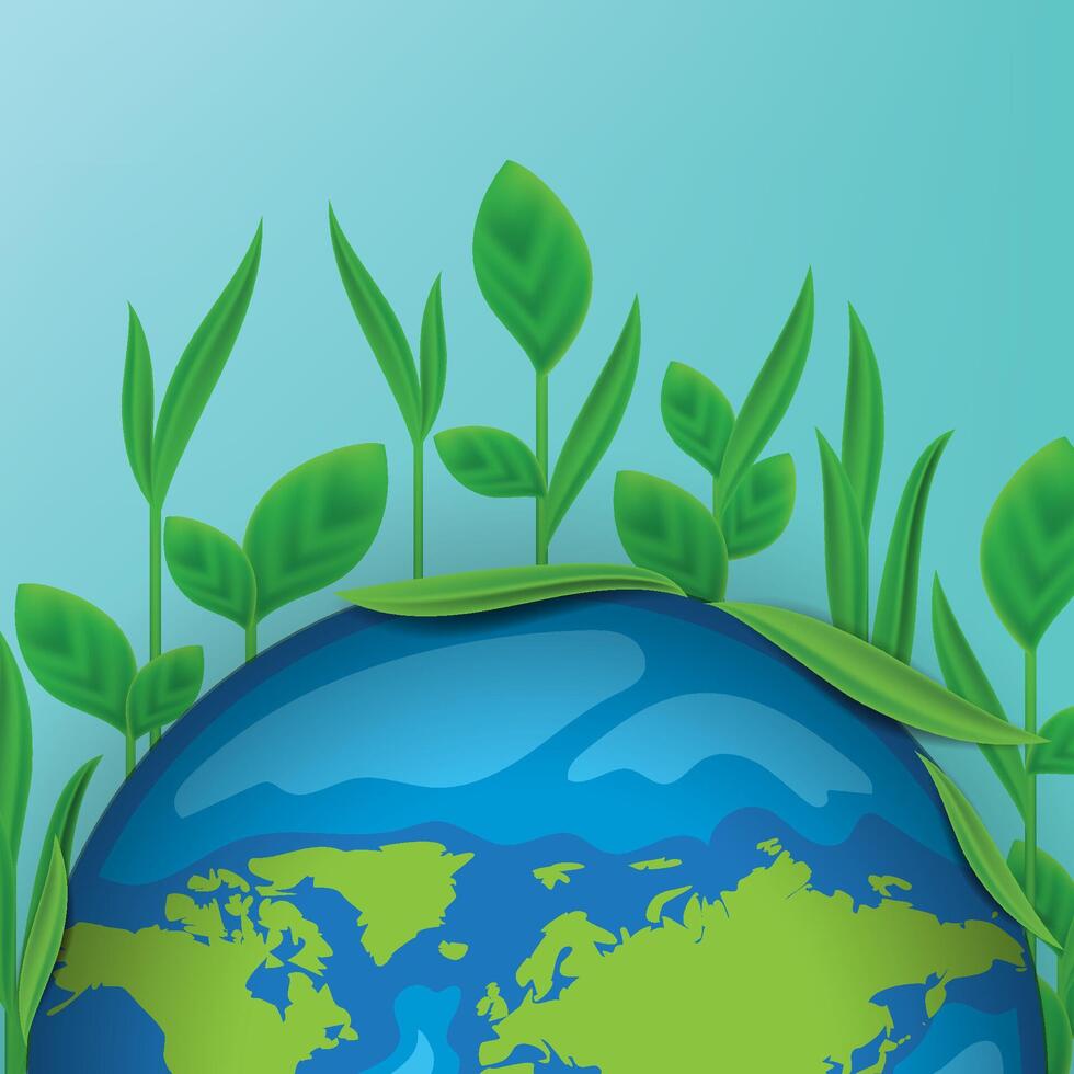 Earth Day New trees are growing in the world and the world looks wonderful vector