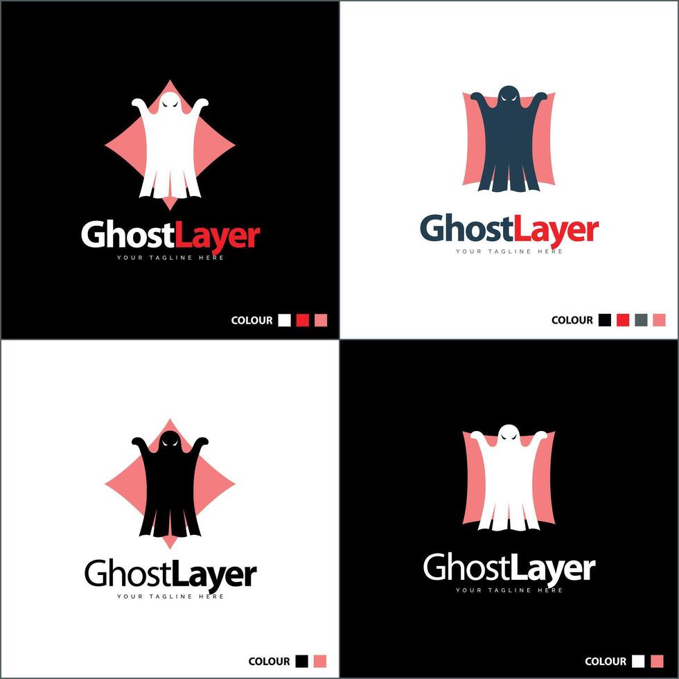 Ghost layer boo silhouette logo set template design vector