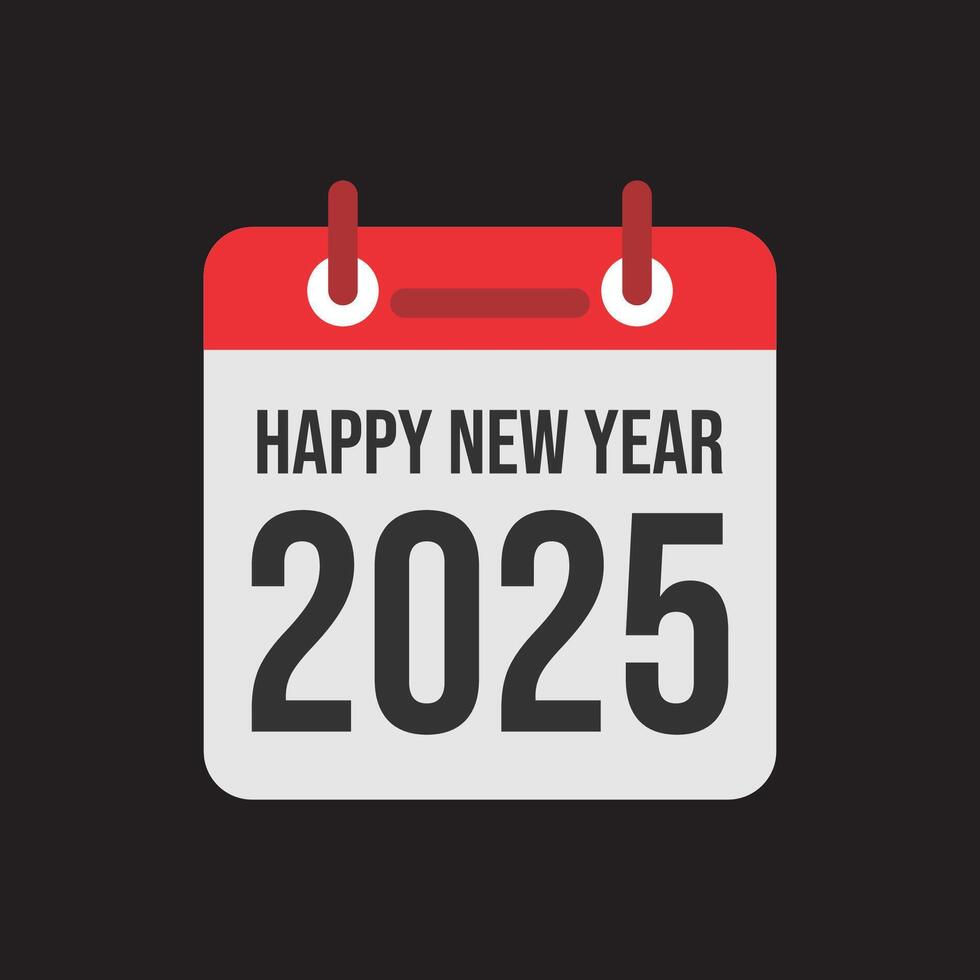 Red calendar, Happy New Year, 2025. vector