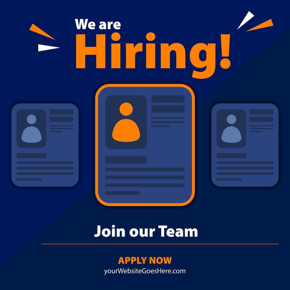 We are hiring post, join to the team announcement. Employees needed. Looking for new members. Social media template job vacancy recruitment. vector
