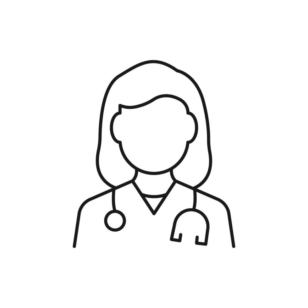 Doctor line icon. Woman with stethoscope. Occupation concept. Can be used for topics like medicine, clinic, health care vector