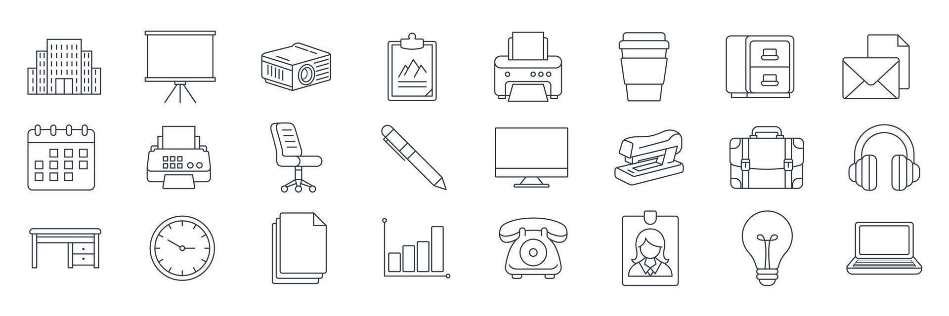 Workplace icons set, Included icons as Bar graph, Briefcase, Calendar, Clipboard and more symbols collection, logo isolated illustration vector