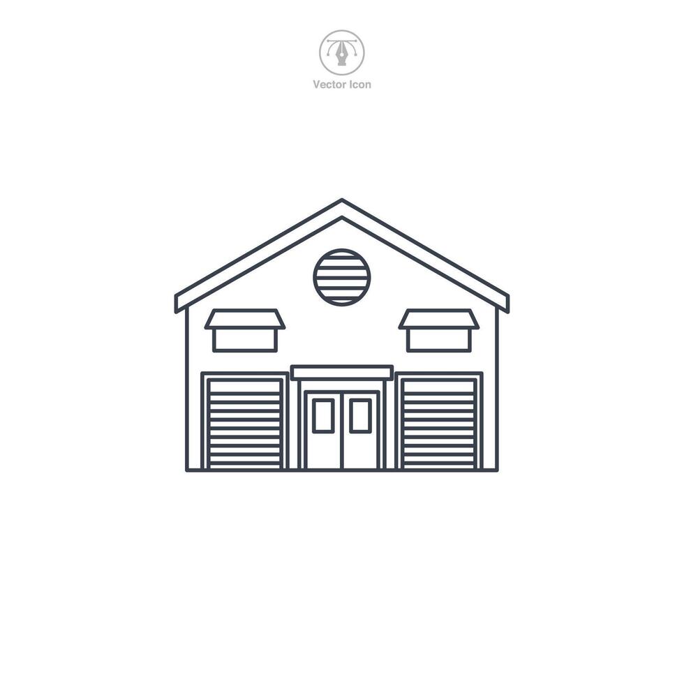 Warehouse building icon symbol illustration isolated on white background vector